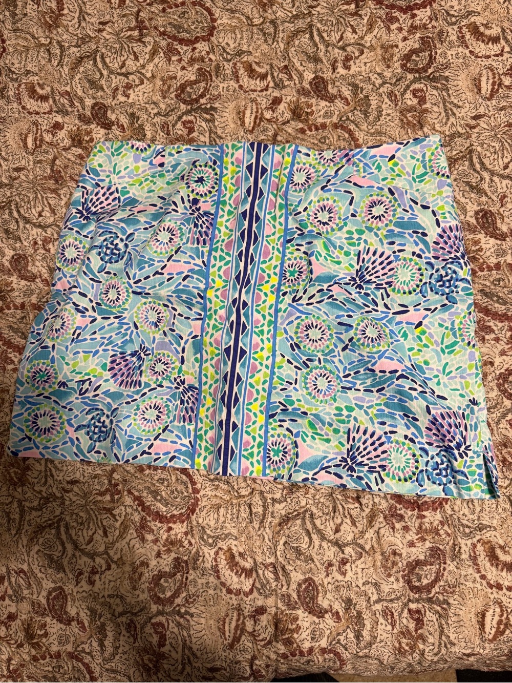 Lilly Pulitzer Pastel Floral Mosaic Mini Skirt in Blue, Pink & Green